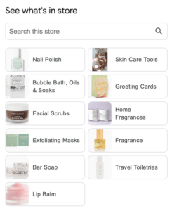 your products on google business profile